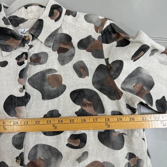 I Linen Lifestyle Womens L Cheetah Tunic/ Shacket Lagenlook Neutral Pockets - Picture 5 of 7